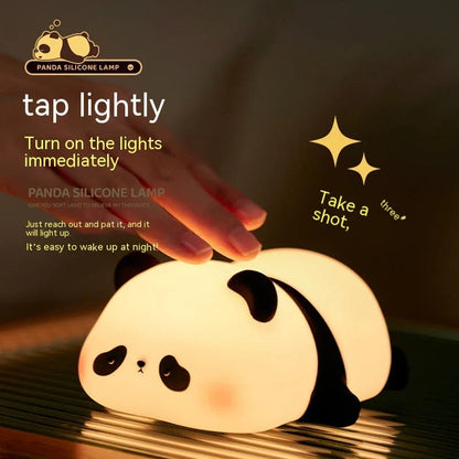 Adorable panda night light with soft, adjustable glow and rechargeable design