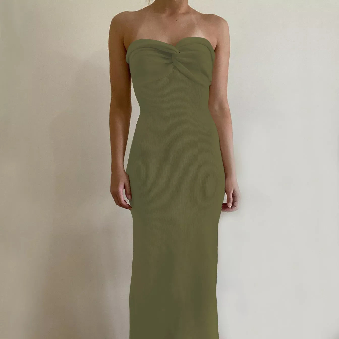 Women's knitted cross off-shoulder dress in various colours