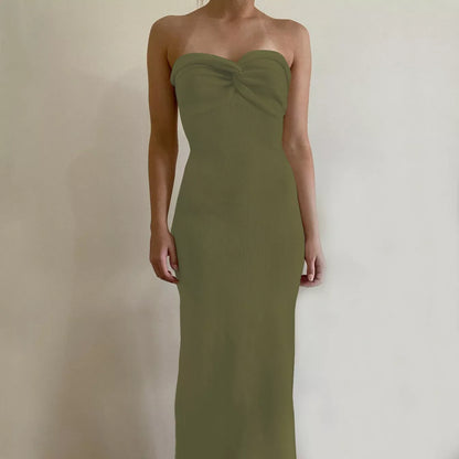 Women's knitted cross off-shoulder dress in various colours