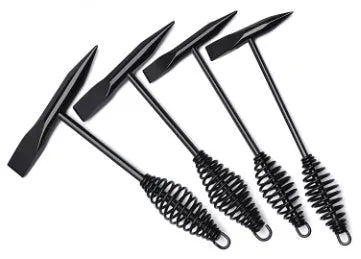 Electric welding slag spring hammer with high carbon steel head and spring handle for tapping weld slag and rust removal, available in four weight options including 250g, 300g, 500g and 700g models for metalworking and maintenance work