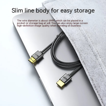HDMI cable with gold-plated connectors and thin flexible black cable available in multiple lengths