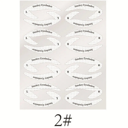Eyeshadow eyeliner makeup template sticker showing 155mm × 125mm dimensions and non-woven fabric construction