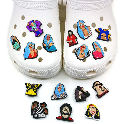 Removable cartoon shoe sticker in PVC with picture colour shoe flower design for decorating shoes
