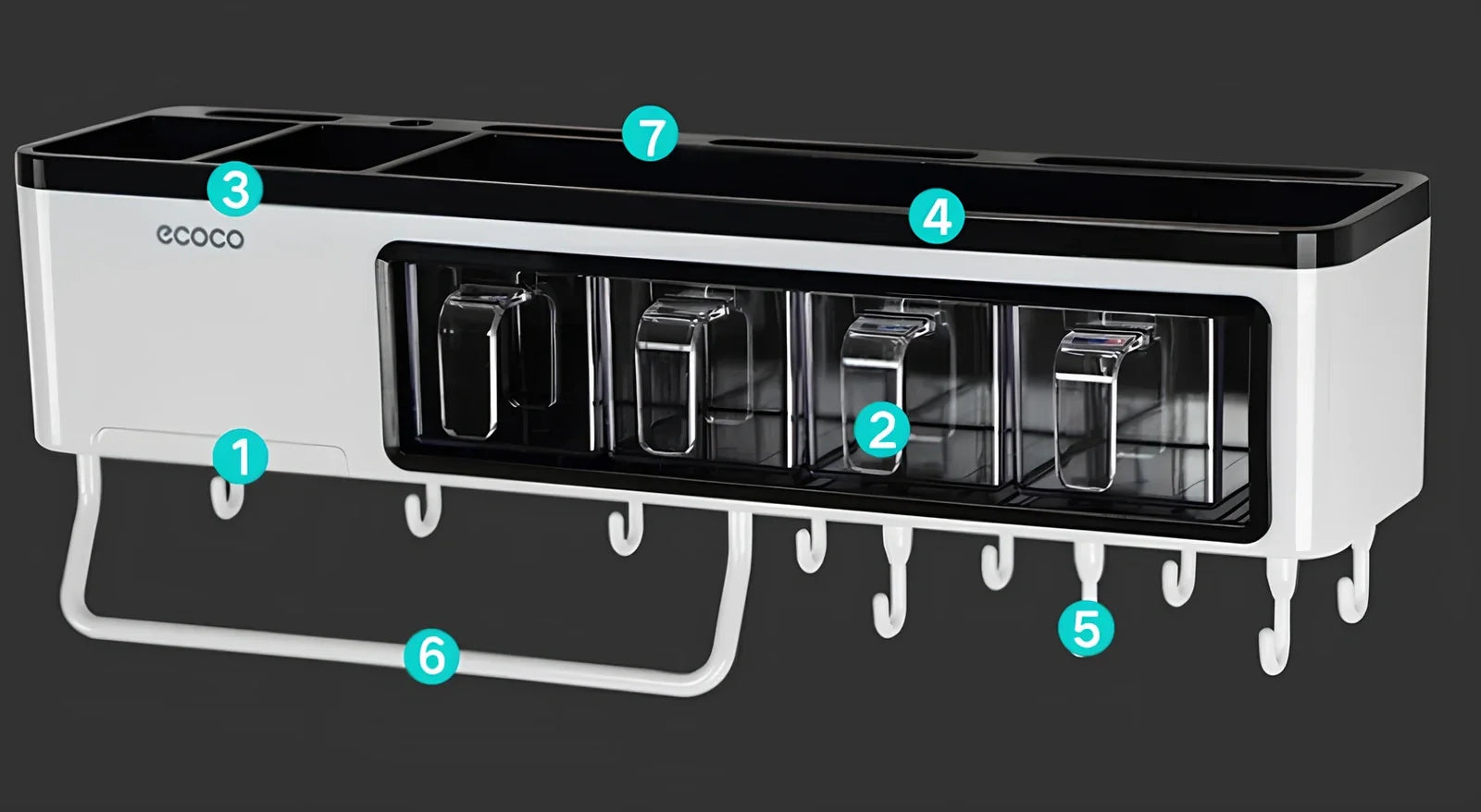 White plastic wall-mounted kitchen storage rack weighing 1500g for utensils and seasonings in corners