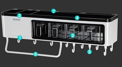 White plastic wall-mounted kitchen storage rack weighing 1500g for utensils and seasonings in corners