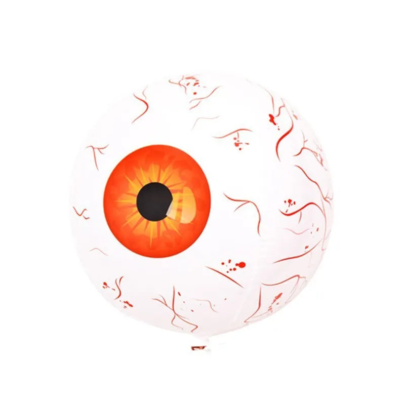 Halloween eyeball balloon with bloodshot pattern, 55 cm uninflated, 40 cm diameter when inflated, in green, blue, or red