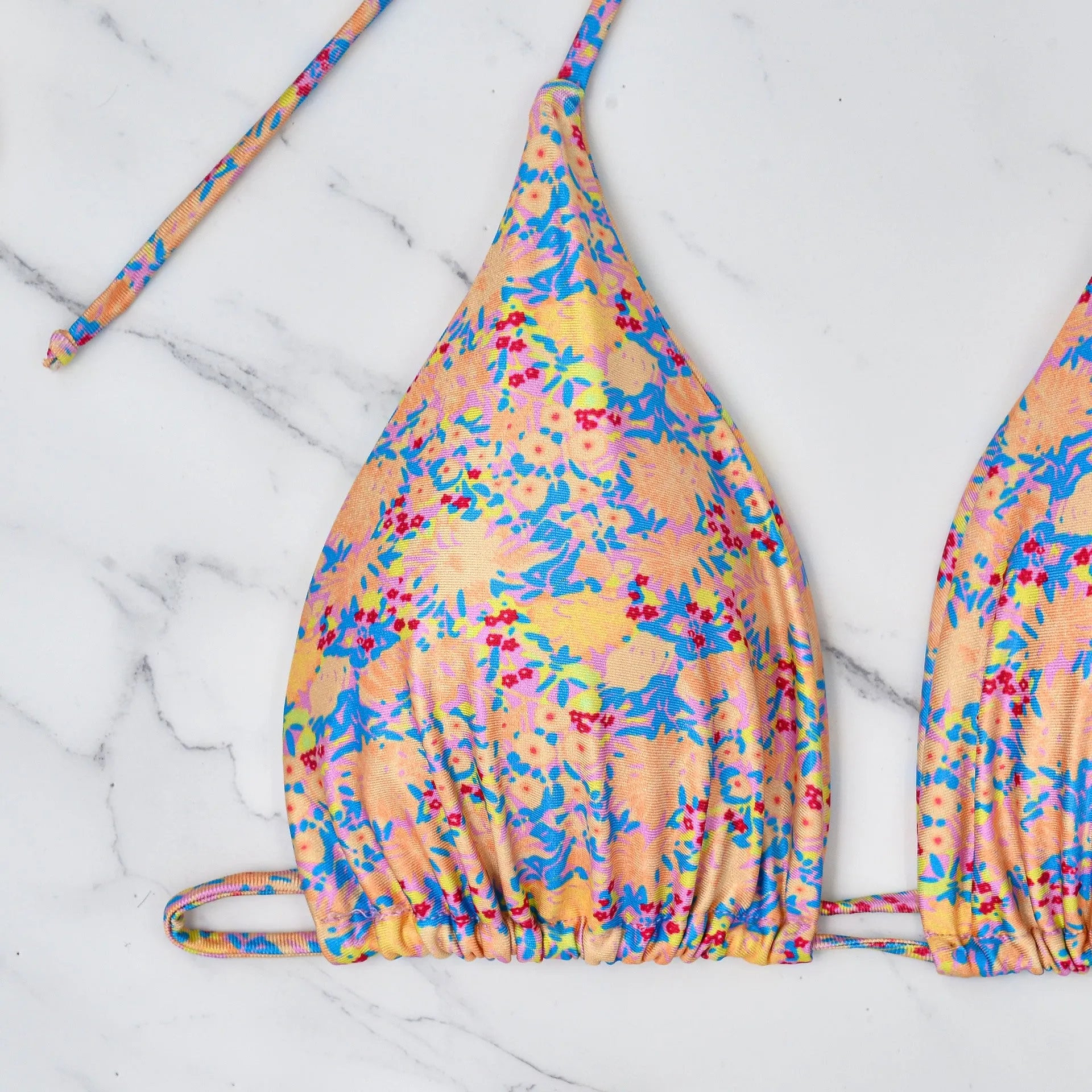 Lace-up front bikini swimsuit with backless European styling in picture colour
