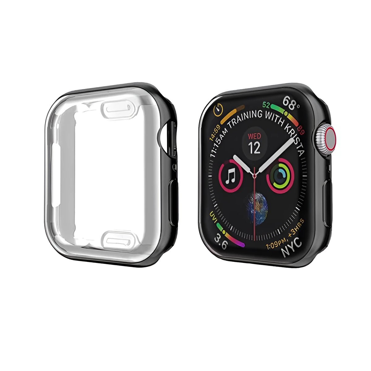 TPU watch case cover in pink for 38mm 40mm 42mm 44mm smartwatch, flexible protective shell
