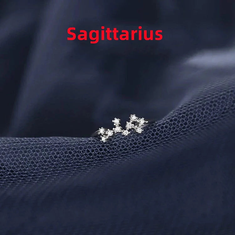 925 Sterling Silver Zodiac Sign Rings with Delicate Celestial Designs