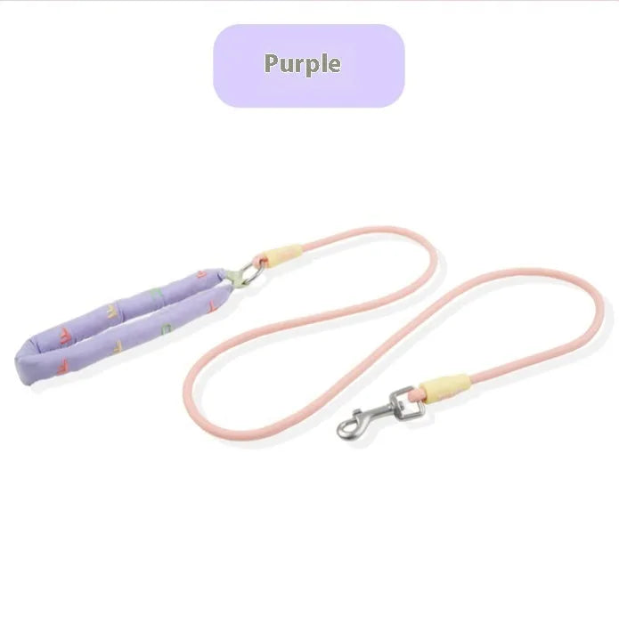 Polyester dog leash with hand holding rope in four colour options for small medium large dogs