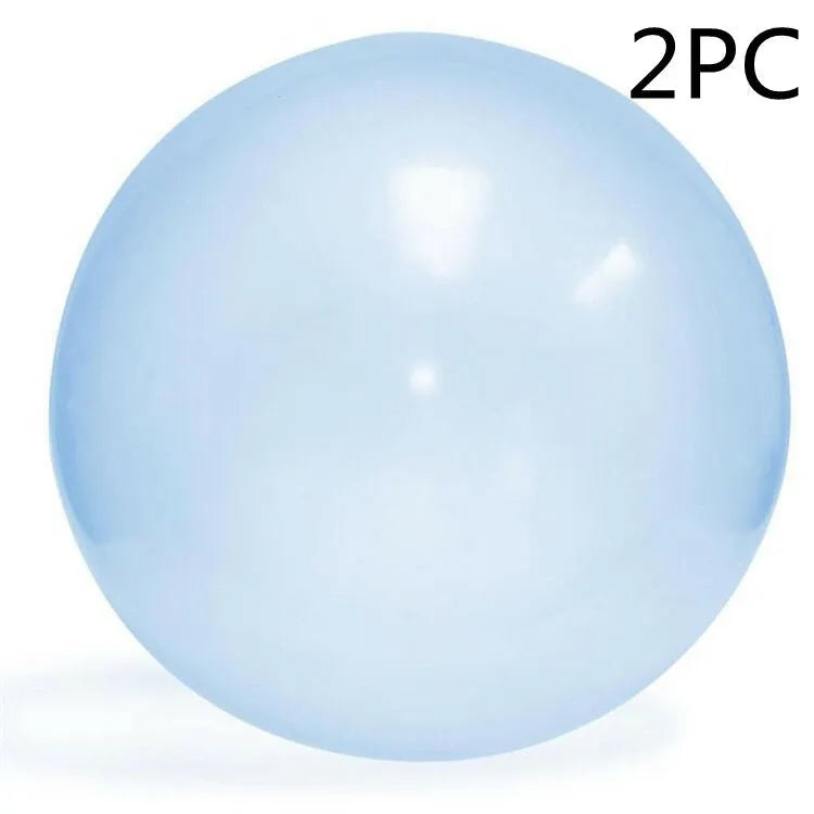 TPR inflatable ball in blue colour showing 70cm diameter measurement with self-sealing valve visible