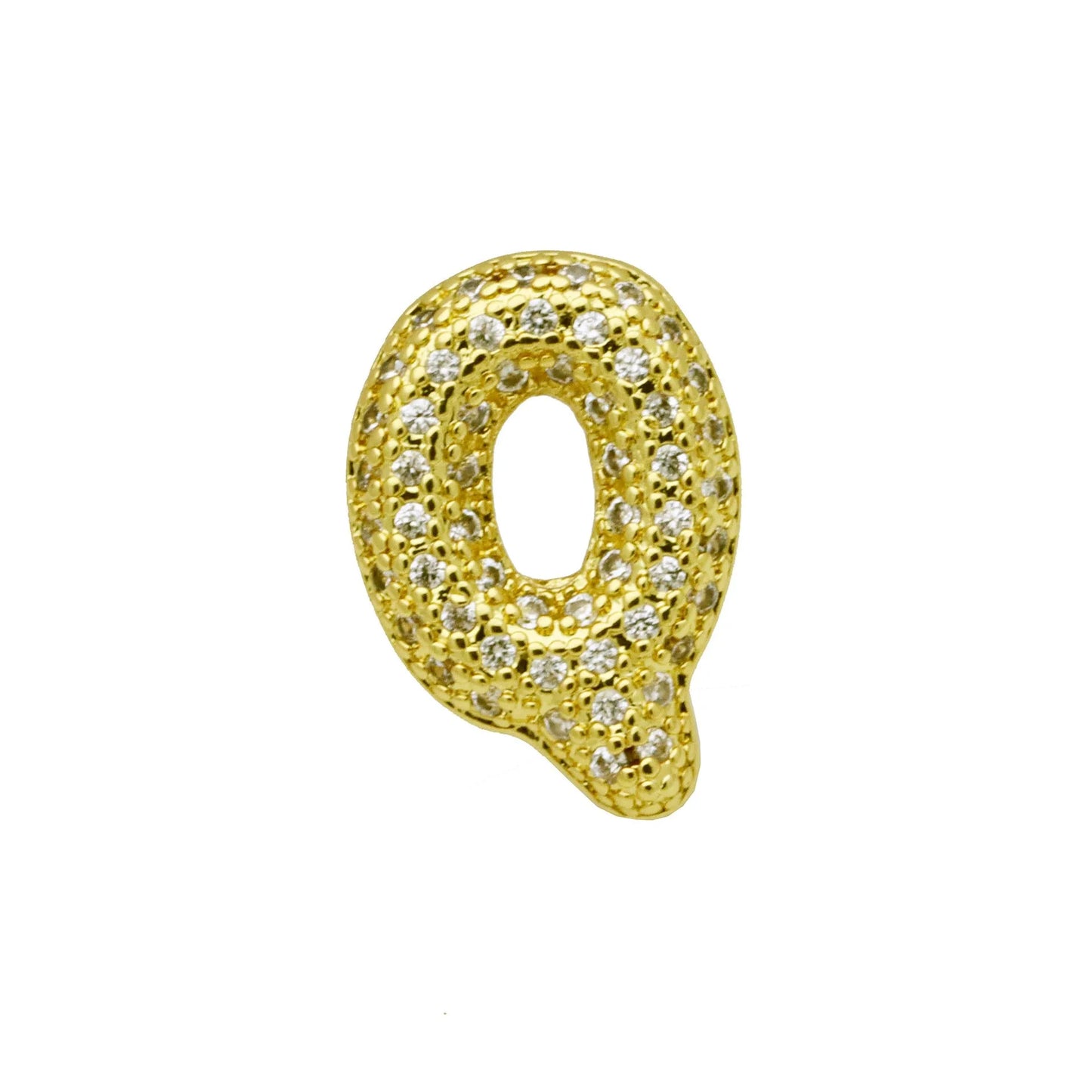 Retro copper bracelet with a letter 'A' charm featuring micro inlaid zircon, shown in a gold finish.