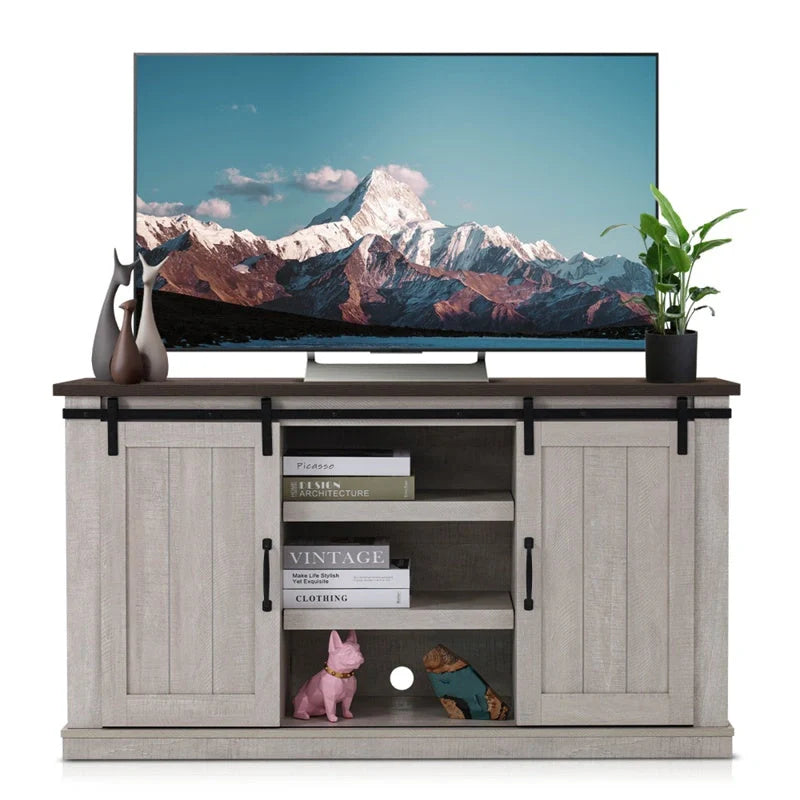 Vintage wooden TV cabinet in khaki, perfect for living room storage and decor