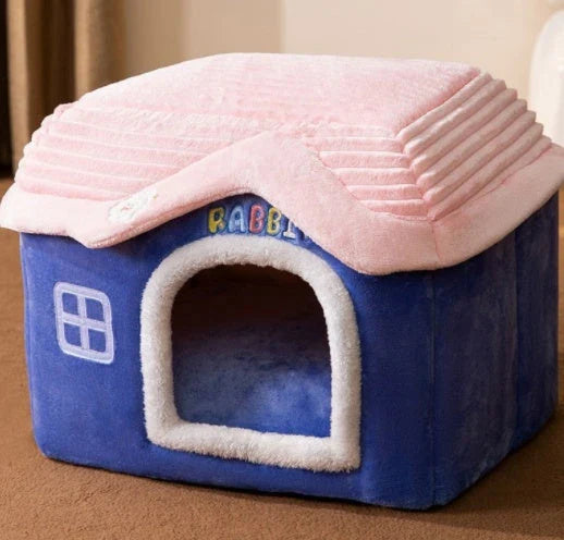 Cozy and Foldable Pet Bed for Dogs and Cats: Premium Synthetic Fur, Self-Warming, and Non-Slip Design