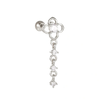 Stylish Star Moon Cubic Zirconia Cartilage Earring in gold and white