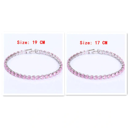 Cubic Zirconia Tennis Bracelet with AAA+ stones and copper box chain in various colours