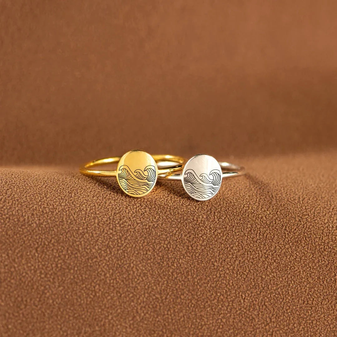 Sterling silver ring with elegant wave-inspired design, inspired by the natural beauty of the British coastline