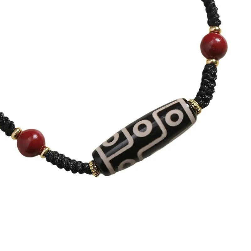 Shrinkable Tibetan agate Dzi bead bracelet for men with adjustable couple-style design