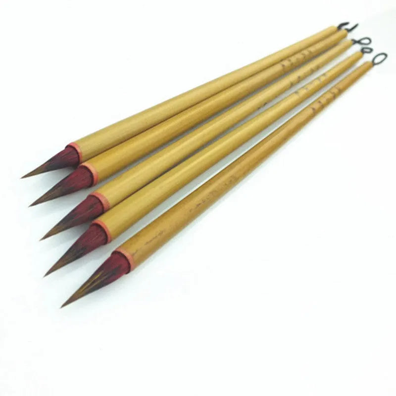 Small red hair writing brush with 23cm wooden penholder for calligraphy