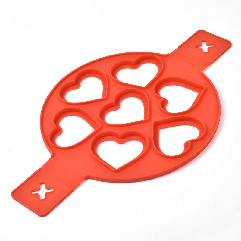 Nonstick silicone pancake maker with seven cavities for creating perfectly shaped pancakes easily