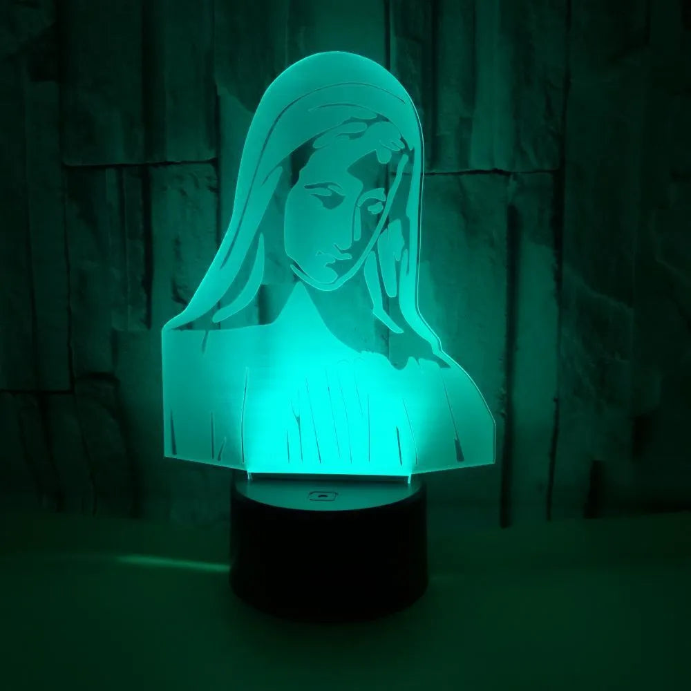 3D LED night light with laser-engraved acrylic showing stereoscopic dual ring patterns