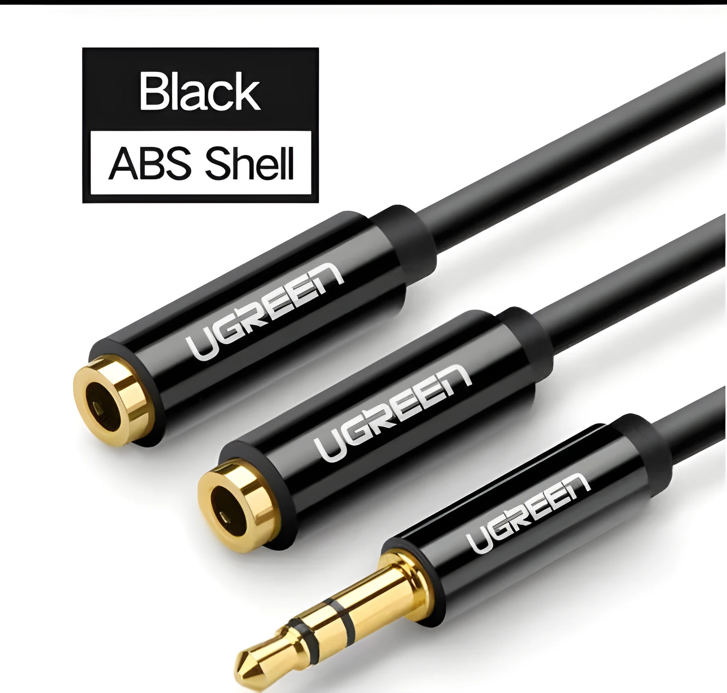 Short 20cm audio cable with gold-plated 3.5mm connectors in black, grey or white colour options