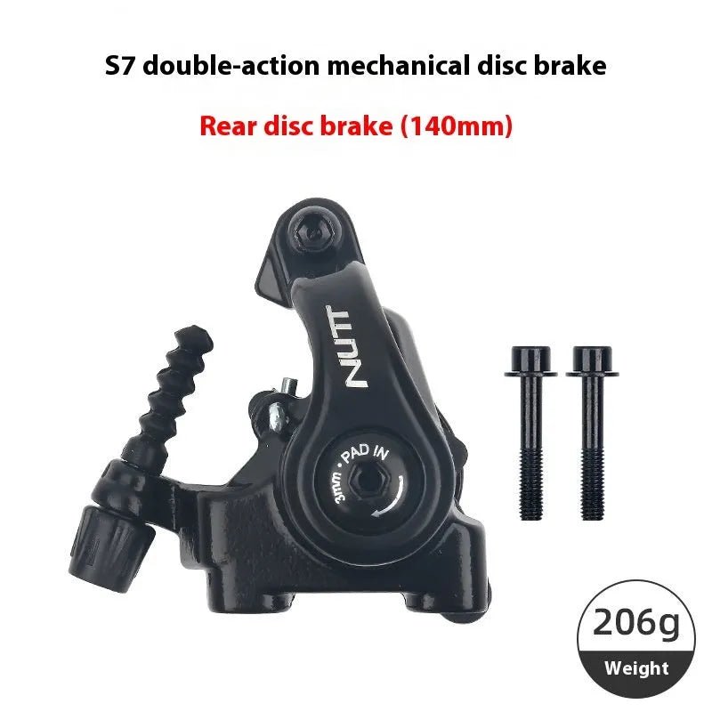 Road bike disc brake flat double-acting pull clip device in metal, S7, 140mm and 160mm front or rear option