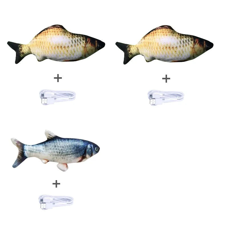 30cm multicolour electronic jumping fish cat toy with USB charging cable