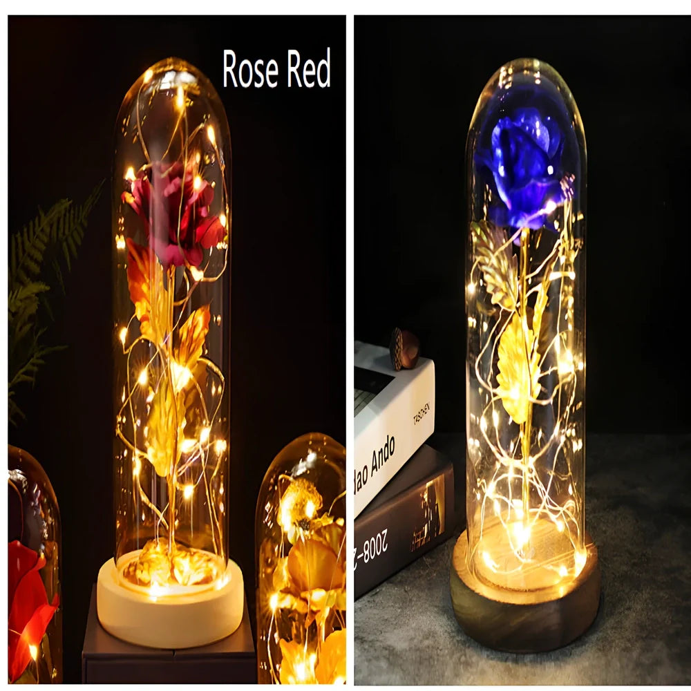 Little Prince Rose Glass Cover with 20cm diameter dome protecting plastic flower arrangement
