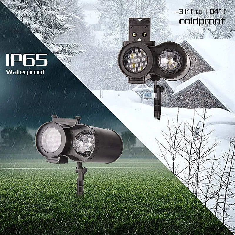 Outdoor waterproof double tube animated watermark LED light featuring a soft light effect with IP65 protection rating suitable for external garden, patio, and landscape illumination.