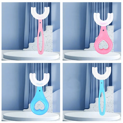 U-Shaped Soft Rubber Toothbrushes for Kids in Vibrant Colors
