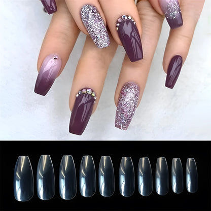 500 transparent natural ABS false nails in 10 sizes for professional and home nail applications