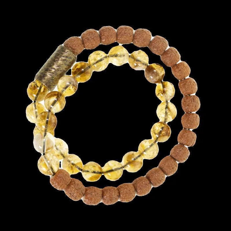 Retro-style LCD double circle bracelet with natural citrine stones for boys and girls jewellery