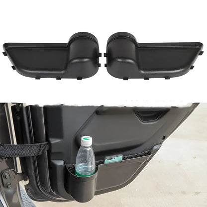 Black ABS plastic door storage box for Jeep Wrangler JK and JL vehicle interior organisation