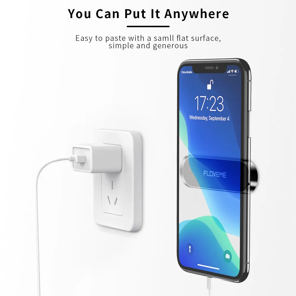 Black magnetic phone holder with square silver iron sheet and foam glue adhesive