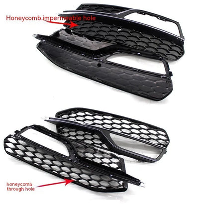 Black ABS plastic fog lamp grille for Audi A3 S3 front bumper, 2013-2016 model years.