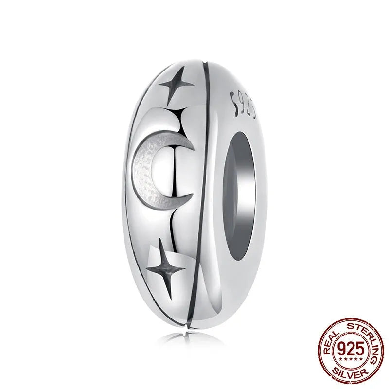 S925 sterling silver silicone positioning spacer bead, 1.0 x 0.4cm, 0.45cm aperture, pearlescent SCC3119