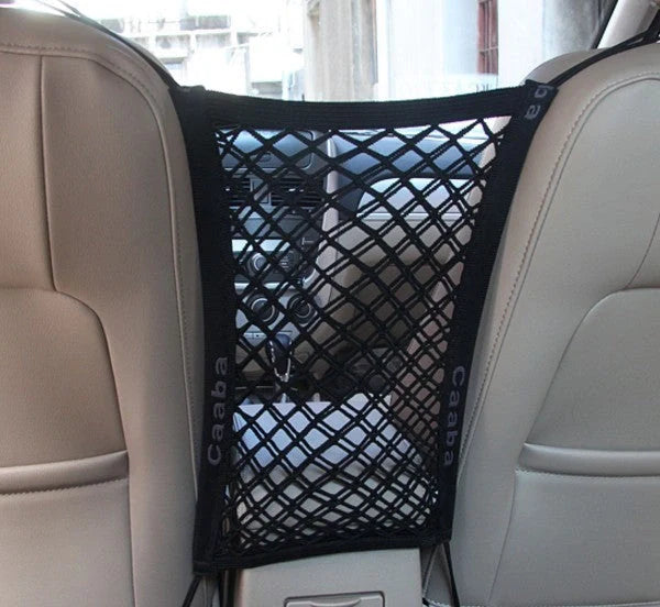 Elastic Car Pet Fence in black, high-strength nylon mesh for dog safety