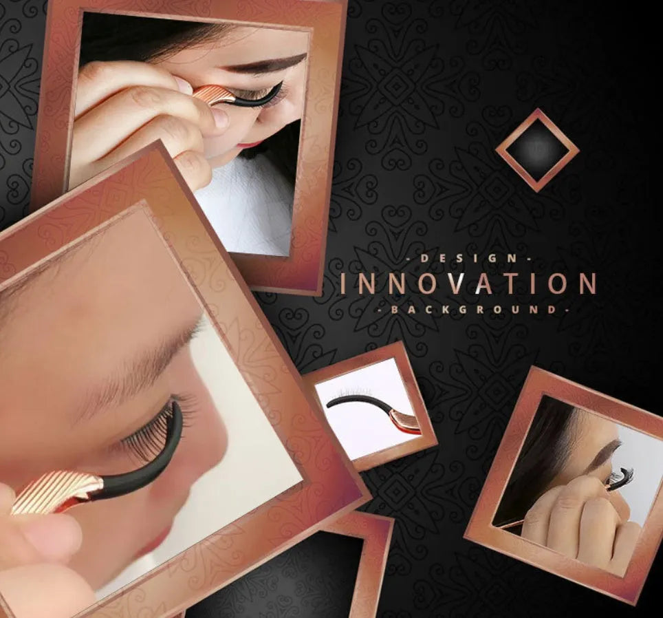 Rose gold eyelash curler aid for false eyelash application with gold colour option