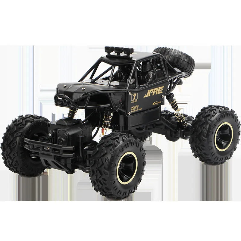 Four-wheel drive remote control car with 2.4G wireless controller on rough terrain