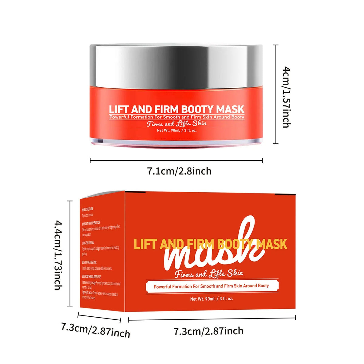 90ml jar of body and neck cream for lifting, tightening and eliminating fat deposits