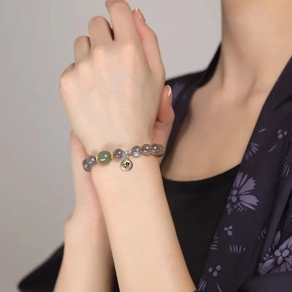 Birth Buddha Beads moonstone crystal bracelet with zodiac animal modelling and electroplated finish
