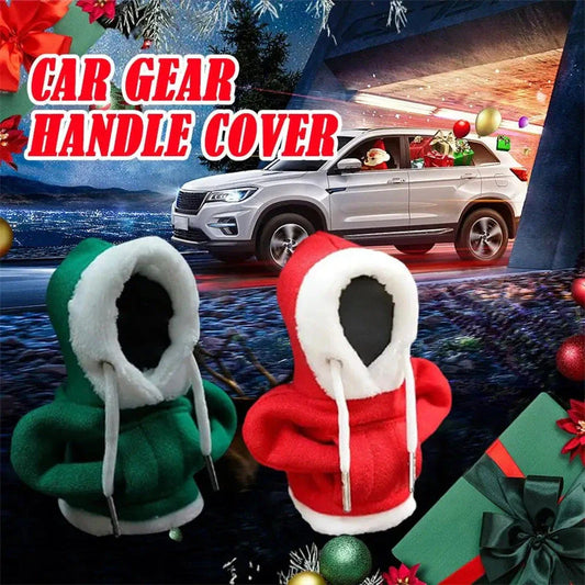 Christmas hoodie car gearshift cover in red and green
