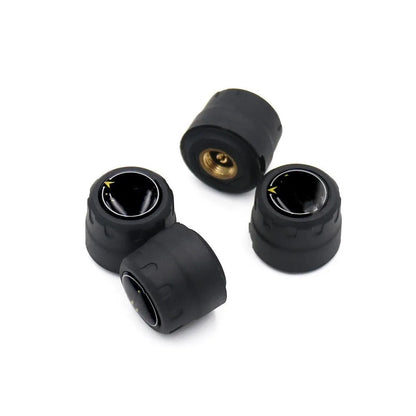 Bluetooth 5.0 automotive tyre pressure monitoring system with four black external sensors, a wrench, and anti-theft screws.