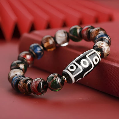 Handmade coloured glaze bracelet with year snake pattern in 10mm, 12mm, 14mm bead sizes