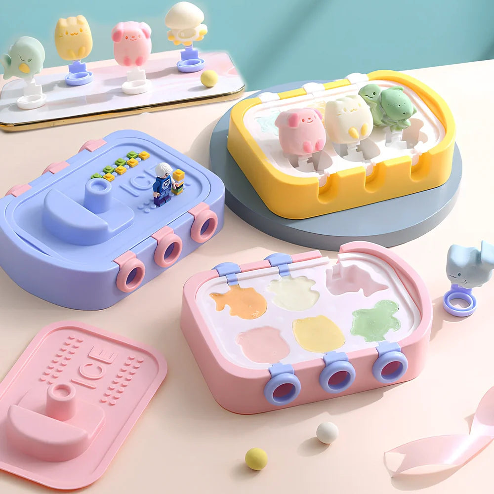 Blue silicone ice mould with boat-shaped cavities for creating decorative ice pieces