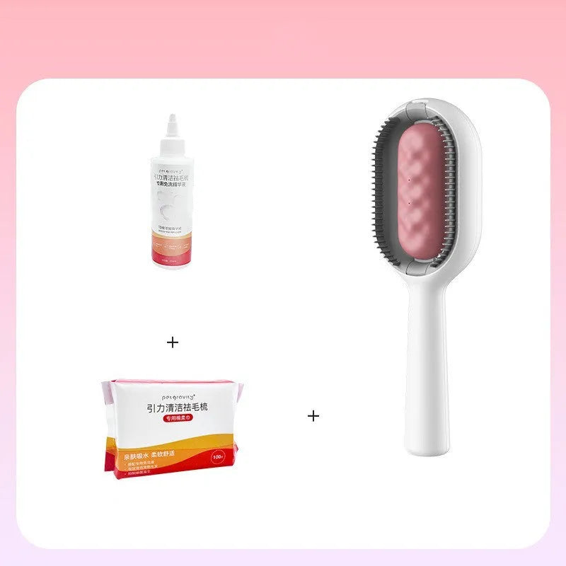Large ABS silicone dog hair comb with disposable essence napkins for pet grooming