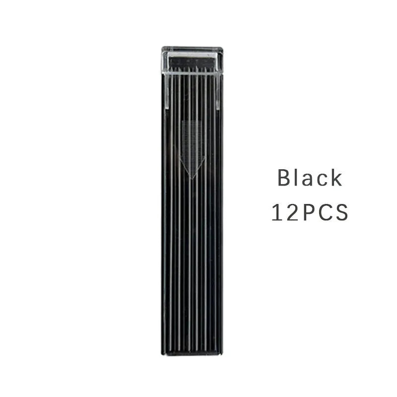 Boxed mechanical pencil replacement lead in nine colours including rainbow style, 12 pieces per pack