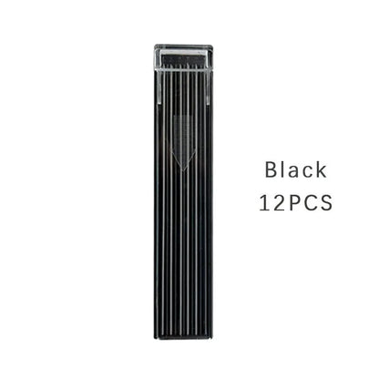 Boxed mechanical pencil replacement lead in nine colours including rainbow style, 12 pieces per pack