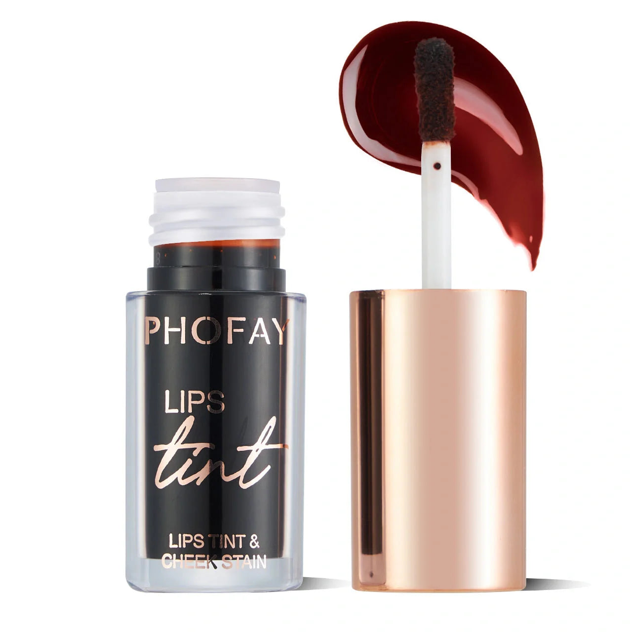 PHOFAY Lip Tint in various shades, showcasing vibrant, long-lasting colour for lips and cheeks.